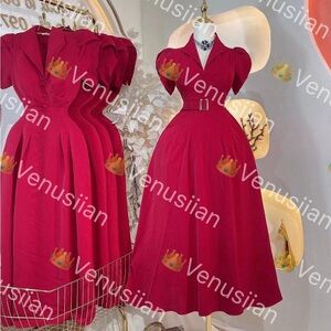 Red Padded Maxi Dress with belt fashion dress